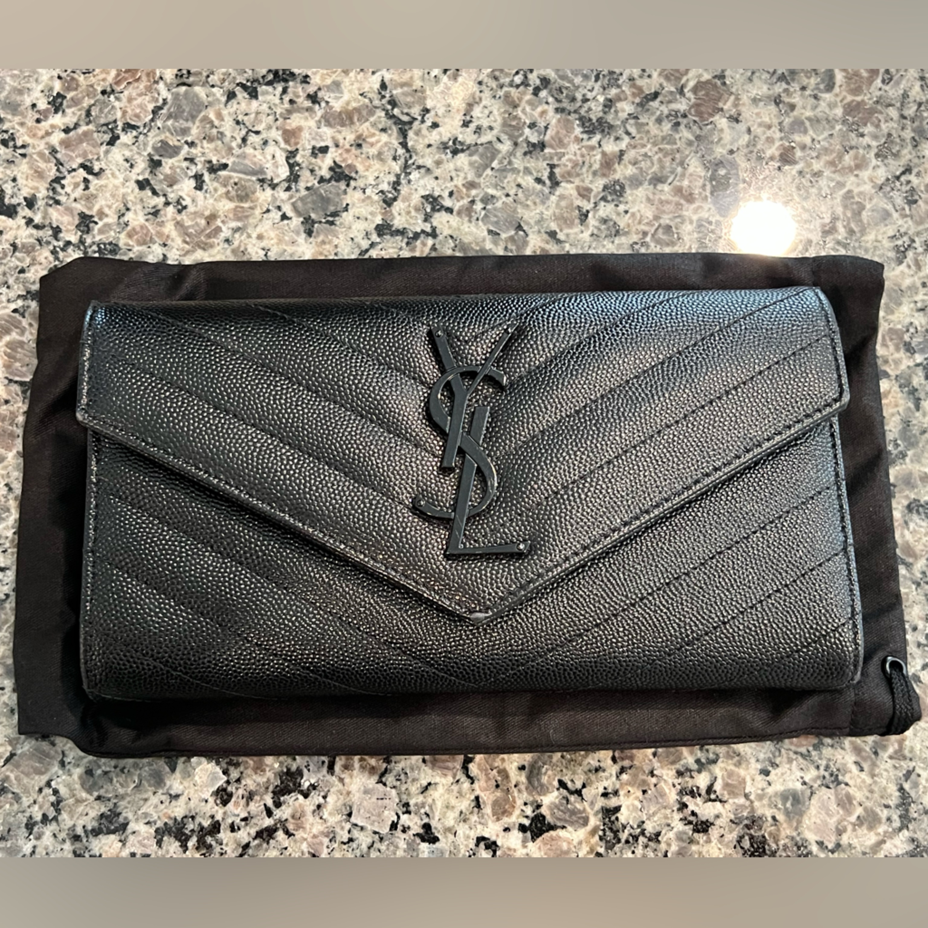 Cassandre Matelass Large Flap Wallet In Grain De Poudre Leather